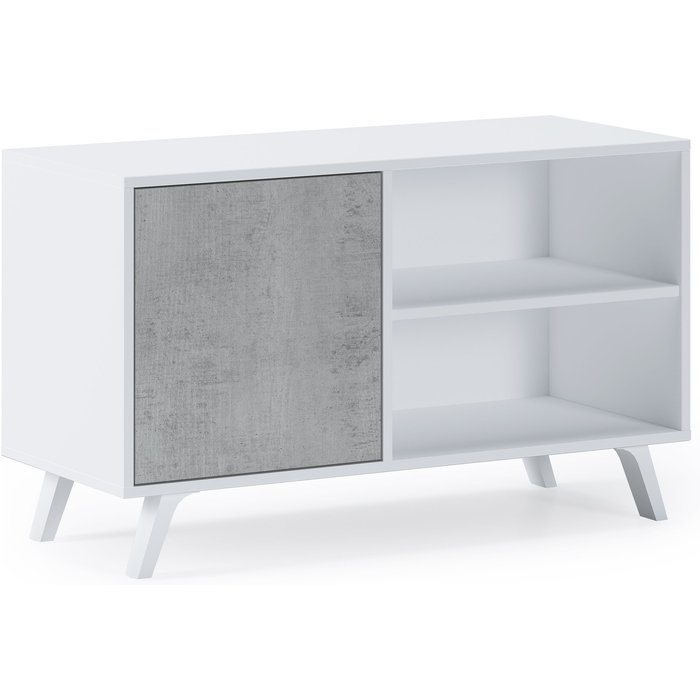 Mueble tv modelo wind, color blanco/cemento, medidas 95x40x57cm