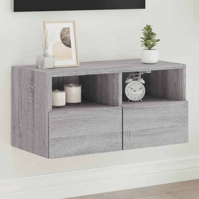 Mueble tv de pared gris sonoma de madera contrachapada 60x30x30 cm