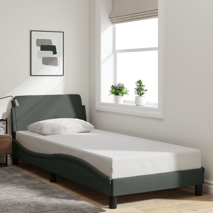 Estructura de cama dover tela gris oscuro 80x200 cm