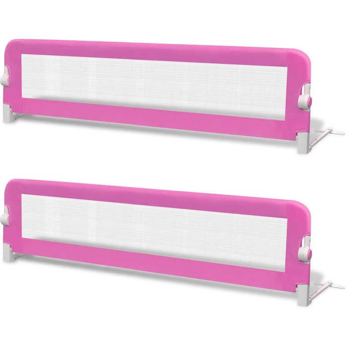 Barandilla de seguridad cama de ni?o 2 uds rosa 150x42 cm - comfortxl