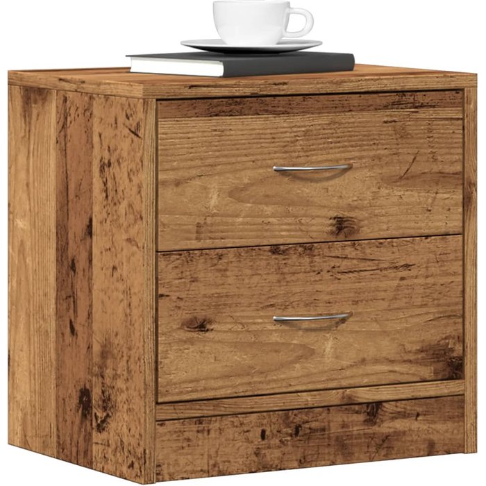 Mesita de noche, madera envejecida, 40x30x40 cm, madera de ingeniería.