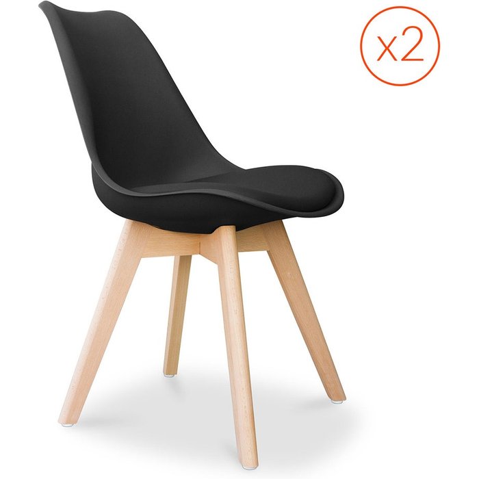 Conjunto de 2 silla de diseño escandinavo brielle con cojín - matt