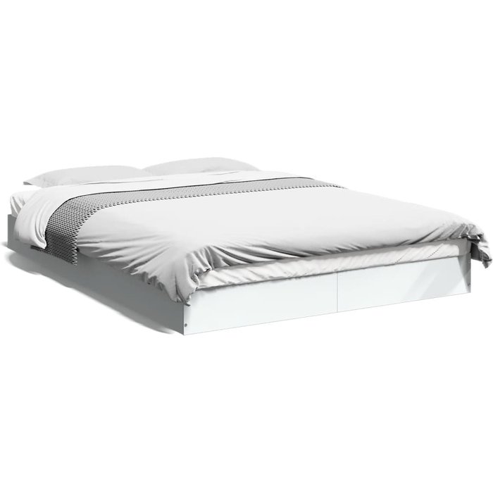 Vidaxl estructura de cama madera de ingeniería blanca 135x190 cm