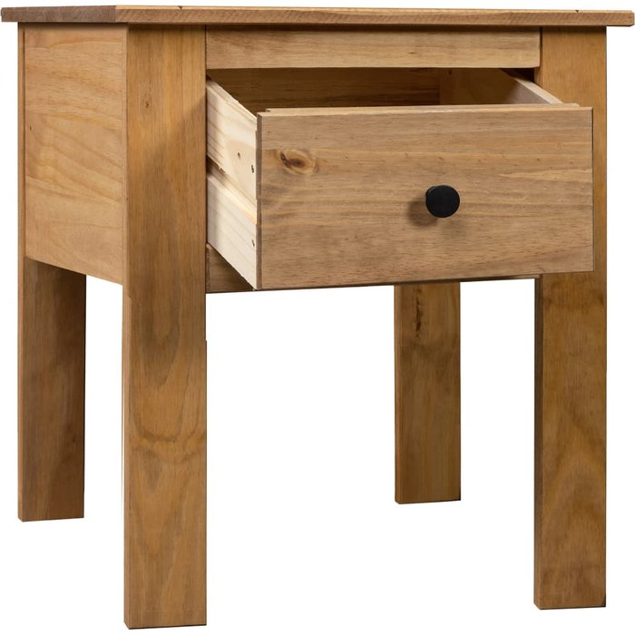 Mesita de noche de madera maciza pino estilo panamá 46x40x57 cm - comfortxl