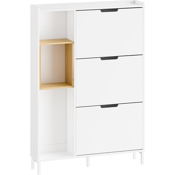 Sobuy armario zapatero de 3 puertas blanco 87x90x129.5cm minimalista fsr209-nw