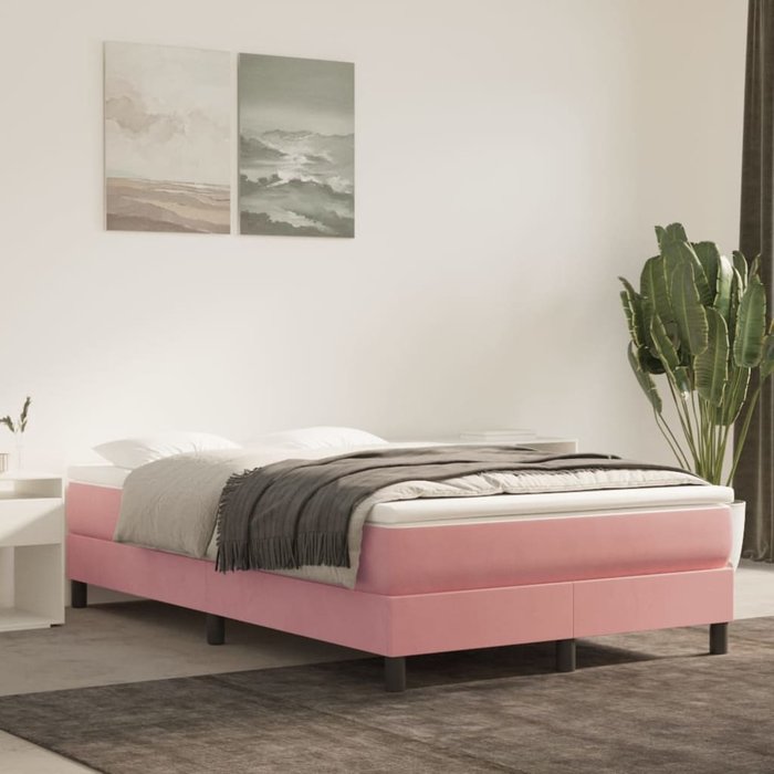 Estructura de cama con somier terciopelo rosa 120x200 cm vidaxl
