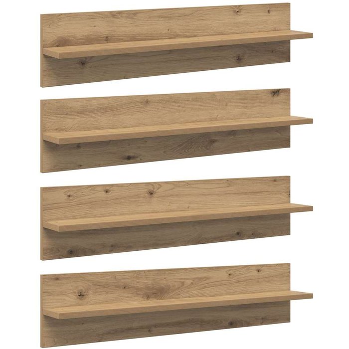 Estantes de pared, 4 piezas, roble artesanal, 80 x 11,5 x 18 cm