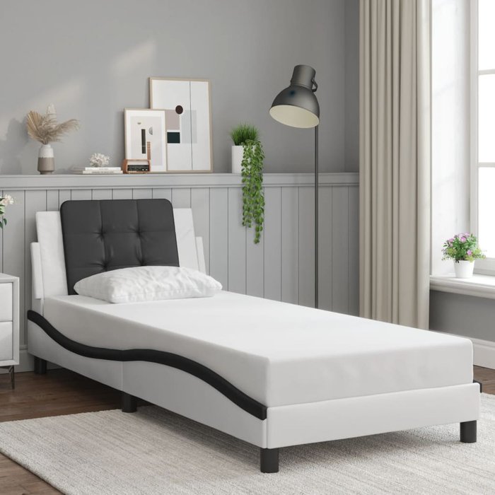 Estructura de cama sin colchón zadar cuero sintético blanco y negro vidaxl