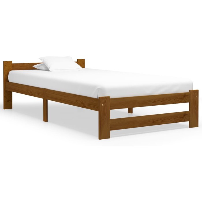 Estructura de cama marrón miel madera maciza de pino 100x200 cm