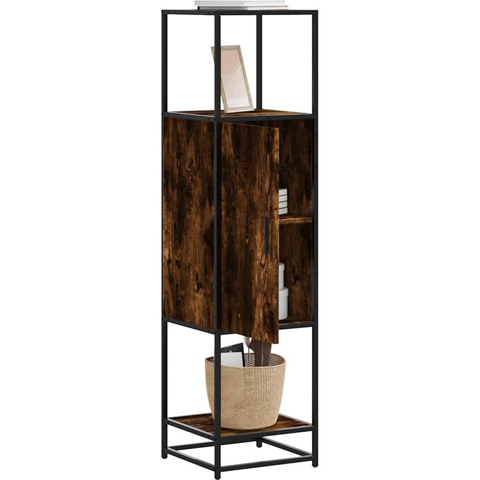 Aparador alto roble ahumado 35,5x35x139 cm madera contrachapada metal