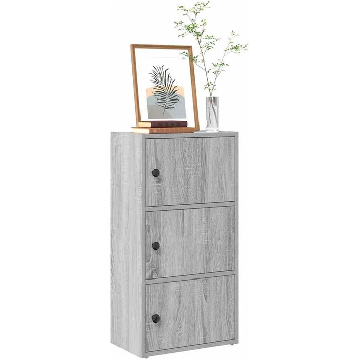 Librería sonoma gris de 40x24x77 cm, madera de ingeniería. - pangivo