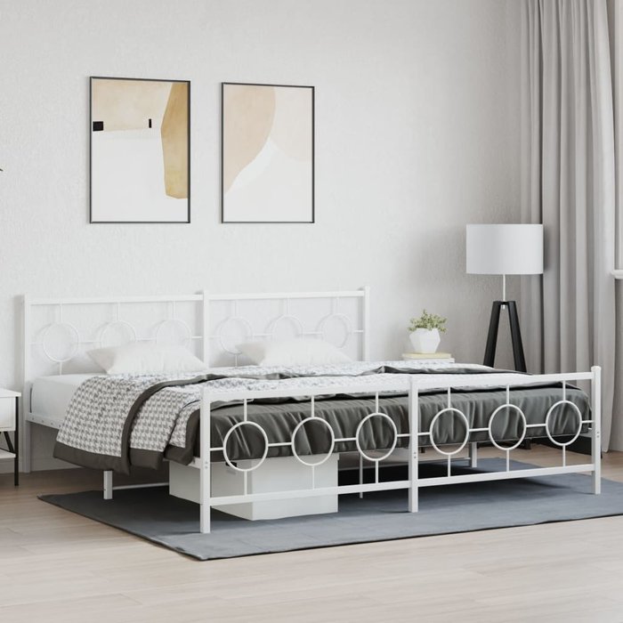 Estructura cama sin colchón con estribo metal blanco 200x200 cm vidaxl
