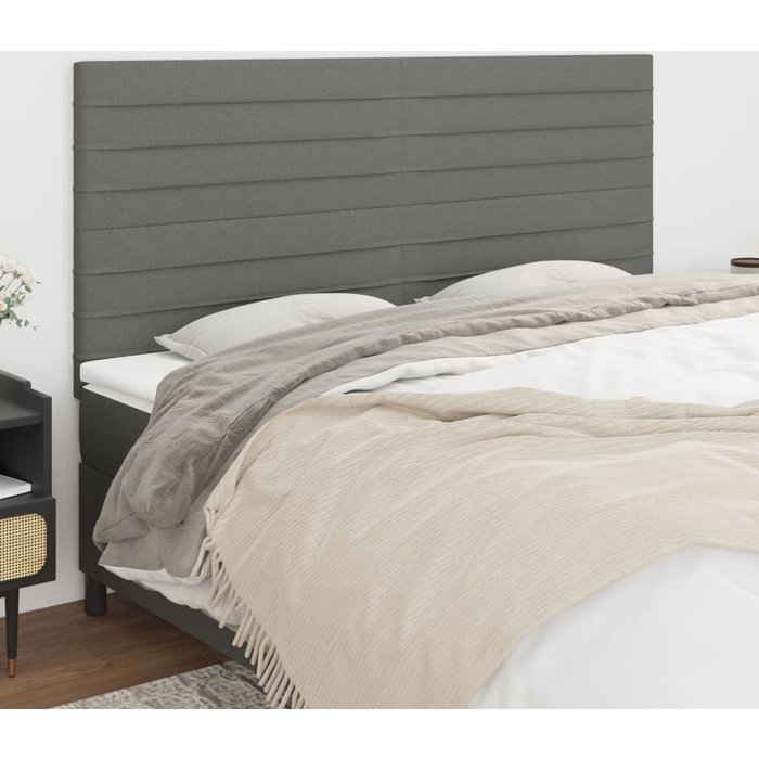 Cabecero de cama gris oscuro 180x5x118/128 cm de tela vidaxl