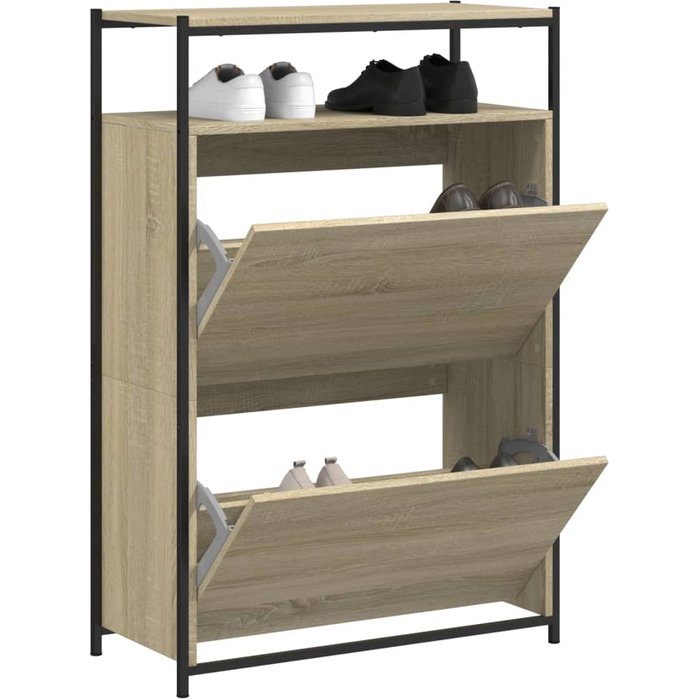 Zapatero sonoma de roble, 75x34x112cm, madera de ingeniería.