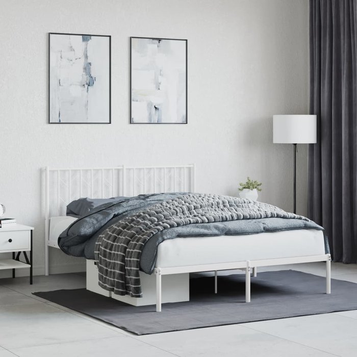 Estructura cama sin colchón con cabecero metal blanco 135x190cm vidaxl