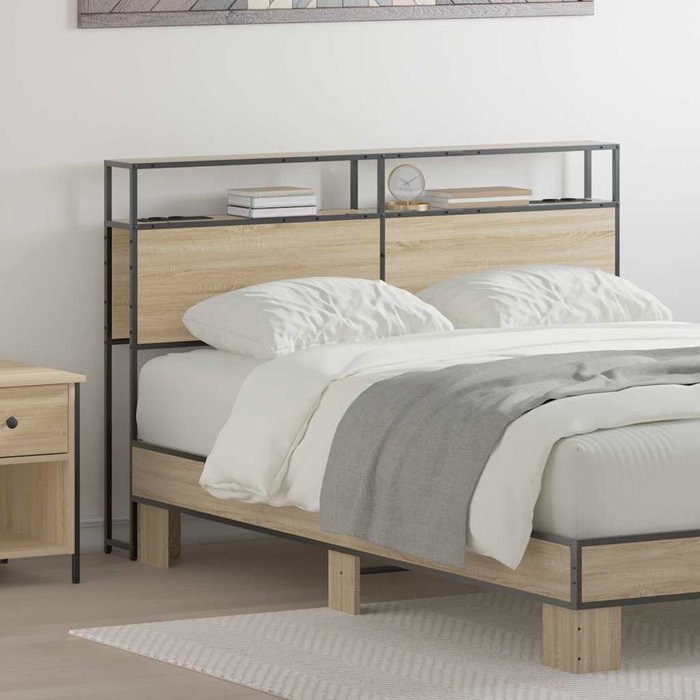 Cabecera de almacenamiento con estante roble sonoma 150 cm
