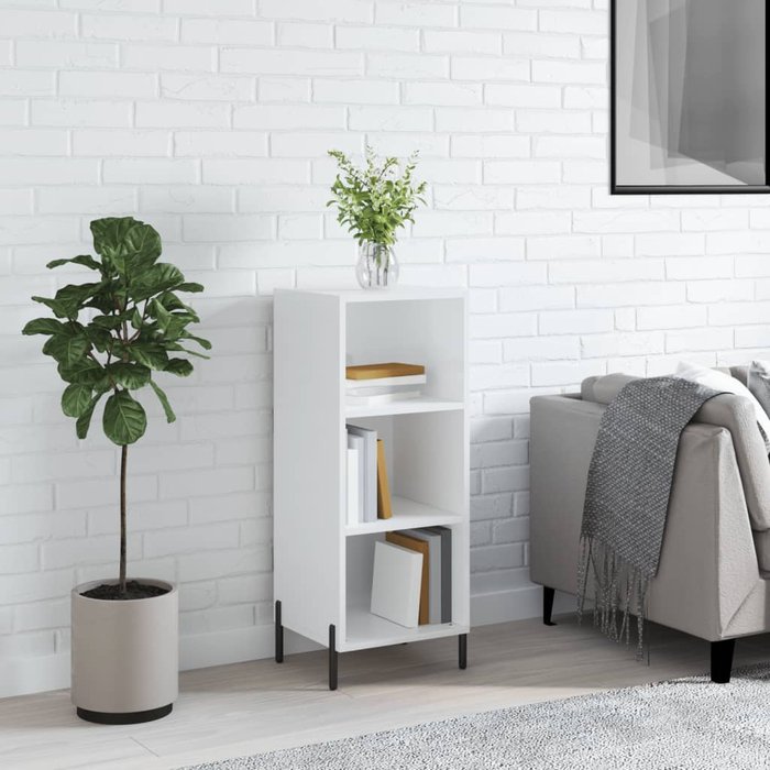 Aparador madera de ingeniería blanco brillante 34,5x32,5x90 cm - comfortxl