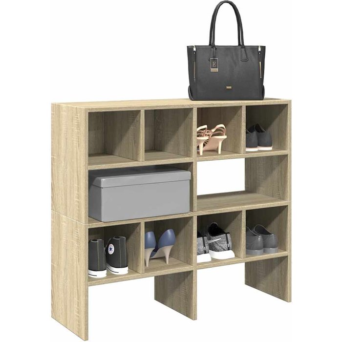 Estantes para zapatos 2 piezas apilables roble sonoma 89,5x30x40cm