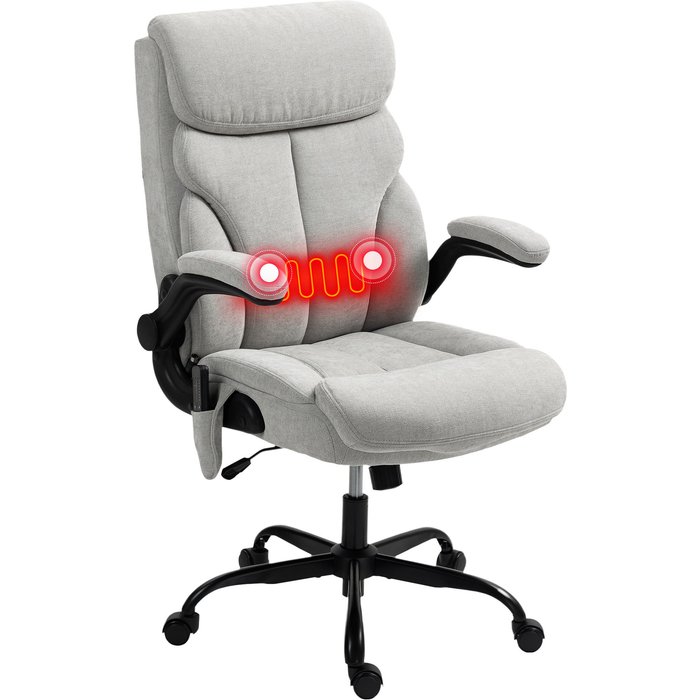 Silla oficina con masaje y calefacción - altura ajustable 66x67x113-121cm gris