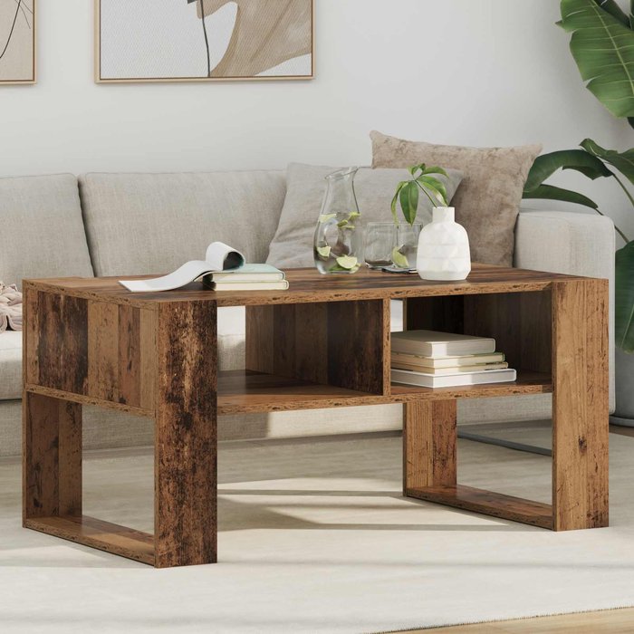 Mesa de centro, madera antigua, 92 x 53 x 45 cm, madera de ingeniería