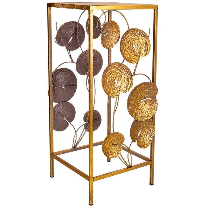 Mesa esquinera de metal dorada 28x28x66