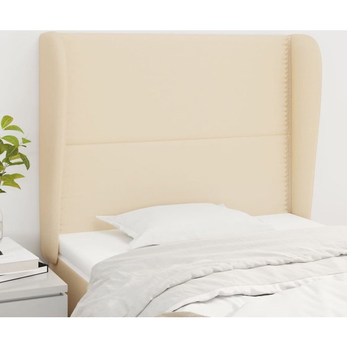 Cabecero con orejas crema 103x23x118/128 cm tela