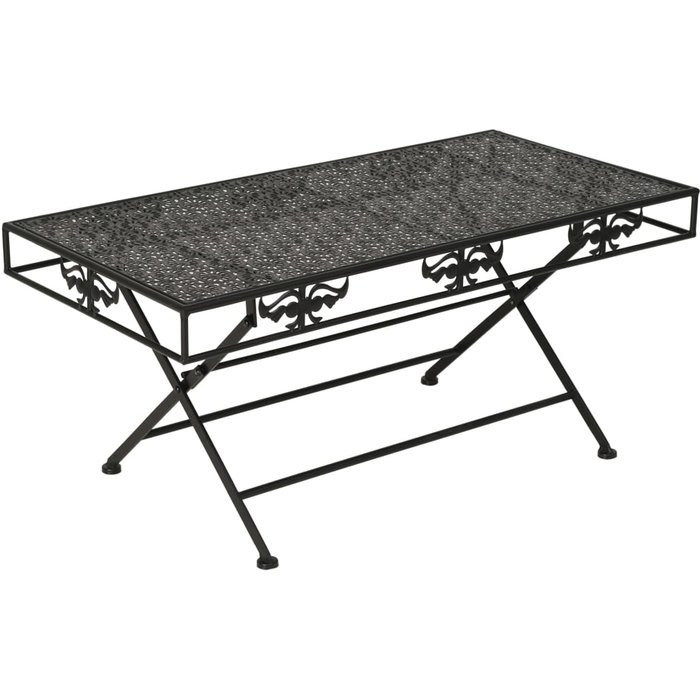 Mesa de centro plegable de estilo vintage, de metal, 100x50x45 cm, negra.