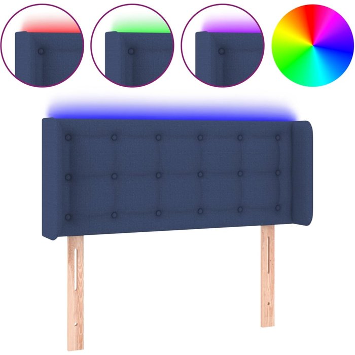 Cabecero cama - mueble cabecero con led de tela azul 83x16x78/88 cm