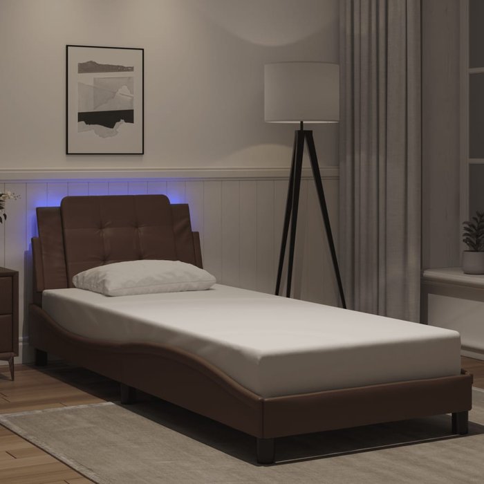 Estructura de cama con led sin colchón zadar marrón 90x190 cm vidaxl