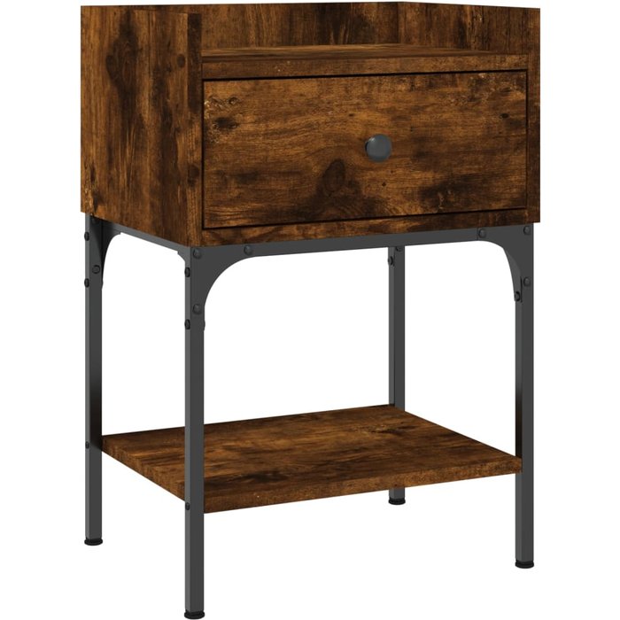 Mesita de noche madera de ingeniería roble ahumado 40,5x31x60cm - comfortxl