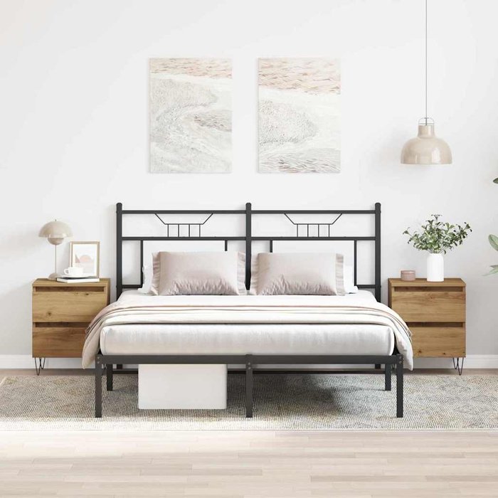 Mesilla de noche, 2 piezas, roble artesanal, 40 x 35 x 50 cm