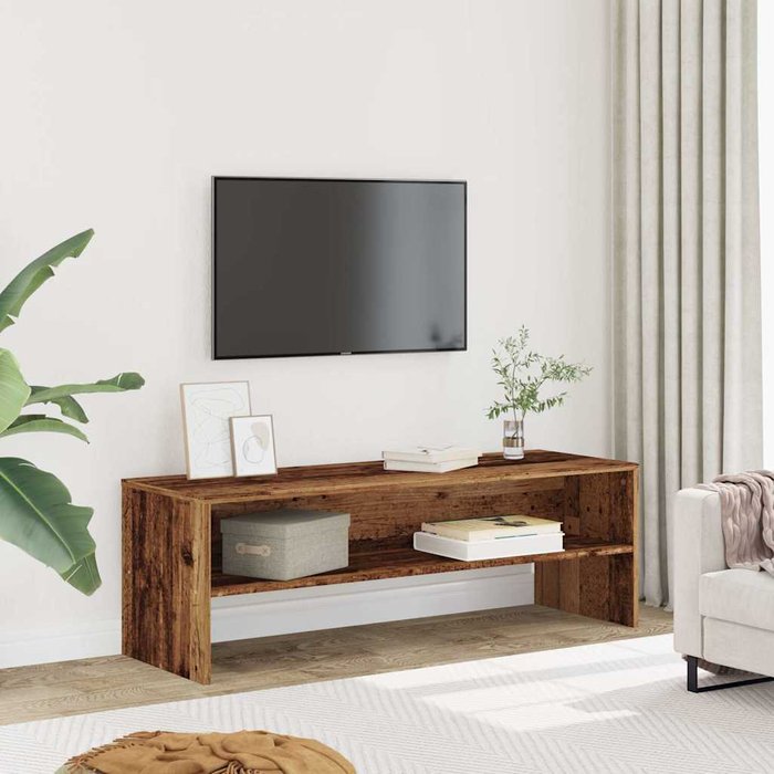 Mueble de tv en madera envejecida, 120x40x40 cm, madera de ingeniería