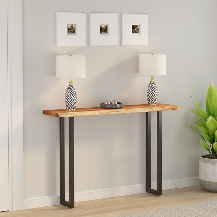 Tablero rectangular de madera maciza de acacia de 160x30x2,5 cm.