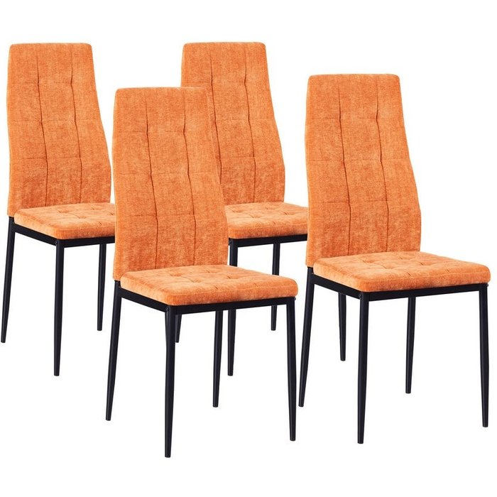 Juego de 4 sillas de cocina en tela naranja 42x52x98 cm