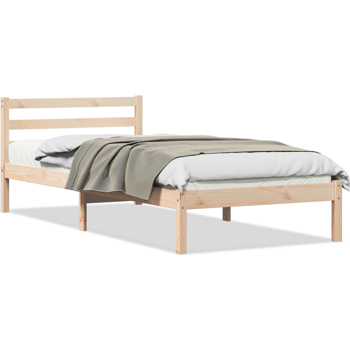 Estructura de cama con cabecero madera maciza pino 90x220 cm cfw29844