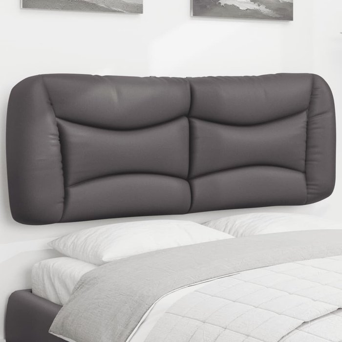 Cabecero de cama acolchado hvar cuero sintético gris 140 cm