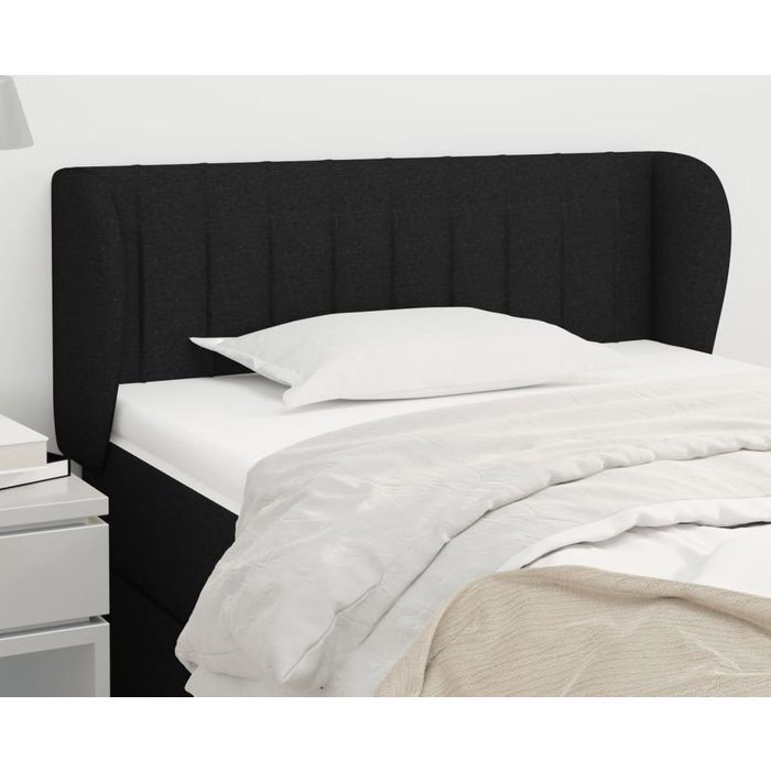 Cabecero con orejas negro 93x23x78/88 cm tela