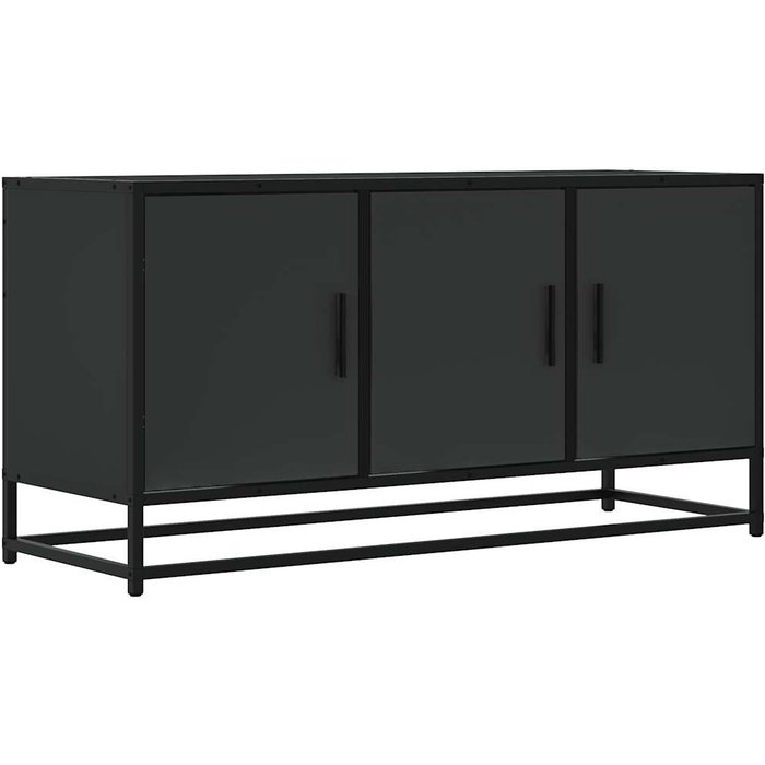 Mueble tv laminado en madera y metal negro 100x35x50 cm - comfortxl