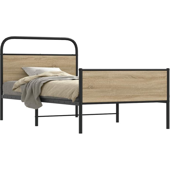 Estructura de cama sin colchón 100x200 cm madera roble sonoma vidaxl