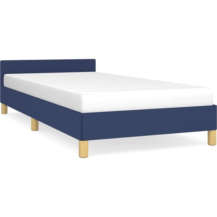 Estructura de cama con cabecero sin colchón tela azul 100x200cm — comfortxl
