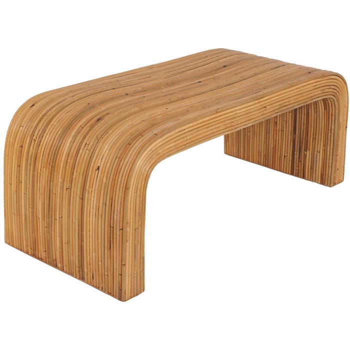 Banco, final de cama en ratán natural, 100cm, baya, natural, 100x45x40 cm