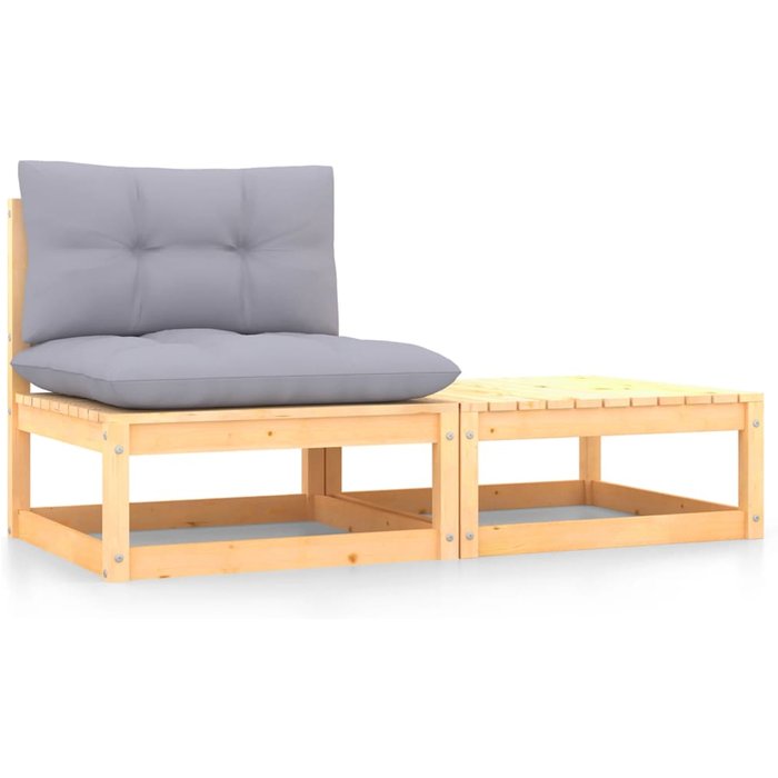 2 muebles de jardín con cojines. madera maciza de pino.