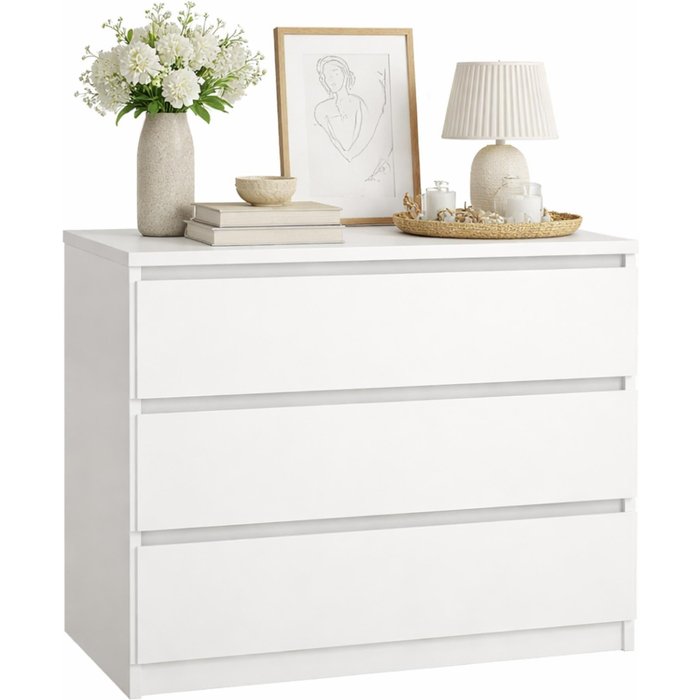 Cómoda cajonera dormitorio sil white con 3 cajones blanco 77x50x71 cm