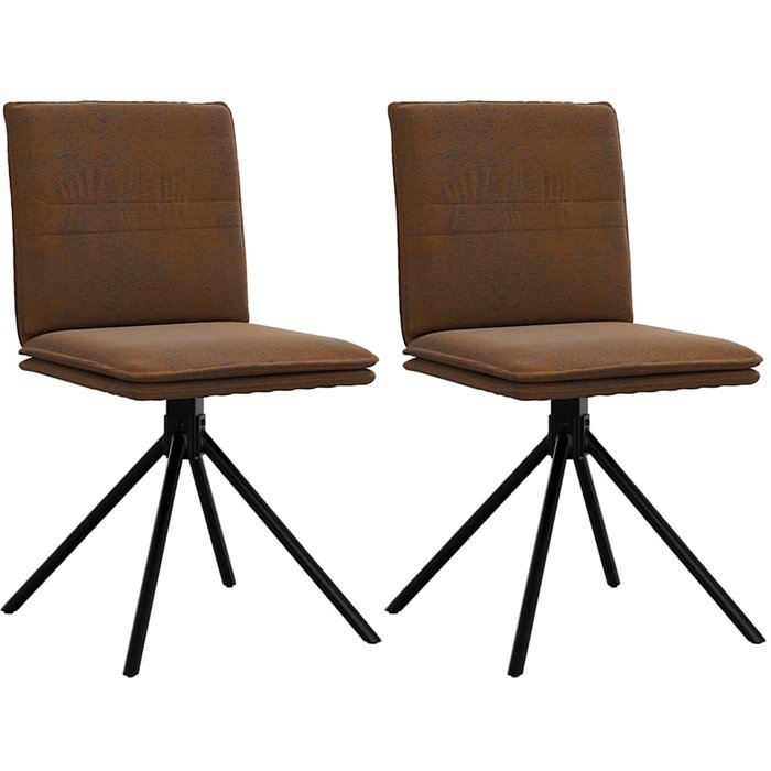 Silla de comedor de piel sintética de ante marrón