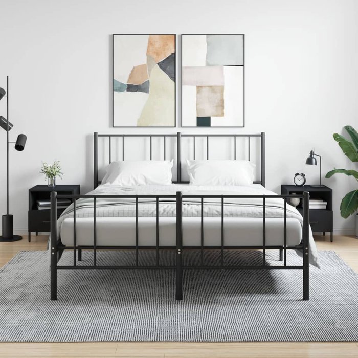 Mesitas de noche de 2 piezas, negras, 40x35x47,5 cm, madera de ingeniería.