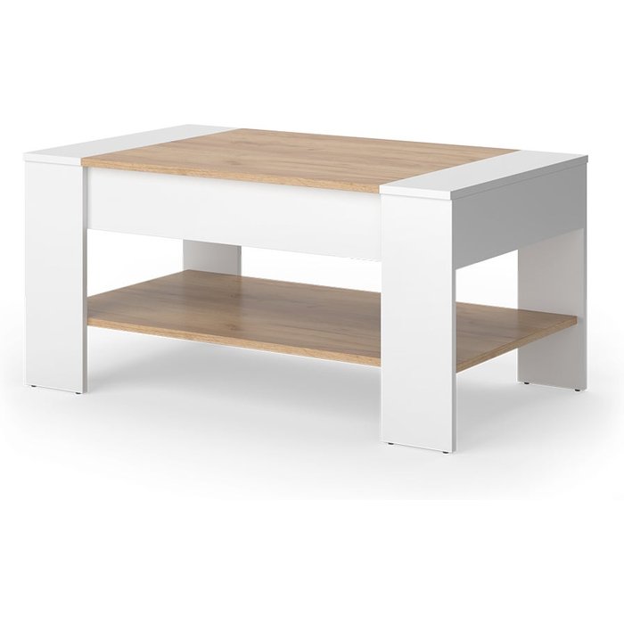 Vicco mesa de centro august, roble blanco/dorado, 99.6 x 58.8 cm con cajón