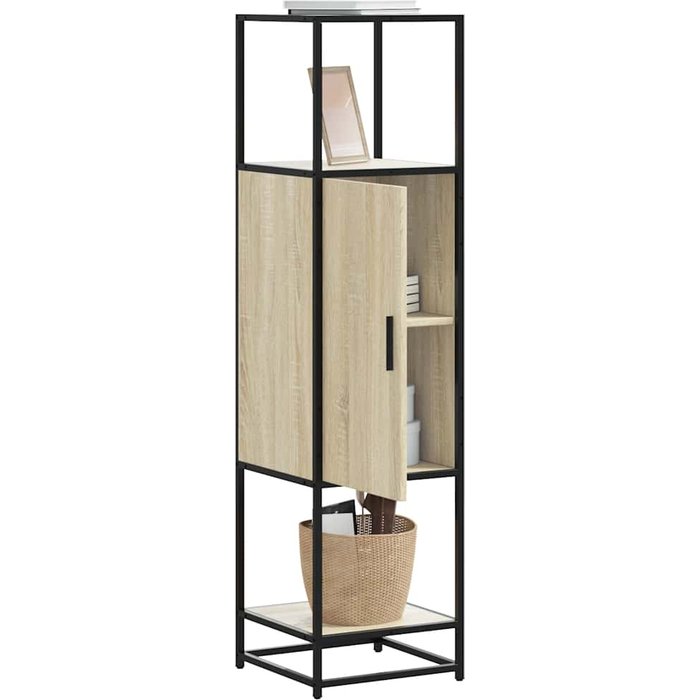 Aparador alto roble sonoma 35,5x35x139 cm madera contrachapada metal