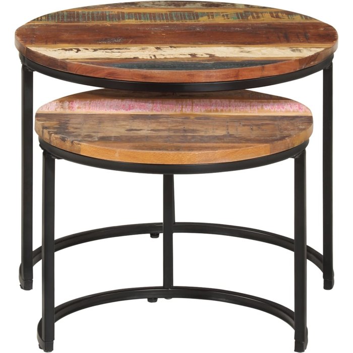 Mesas apilables 2 unidades mesa maciza reciclada - comfortxl