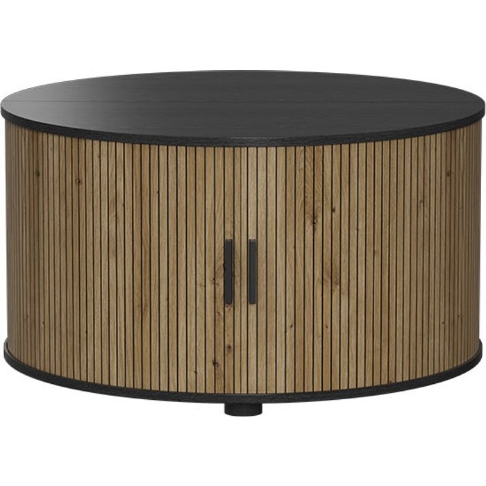 Vicco mesa de centro selva, roble/negro, 80 x 80 cm con puerta corredera