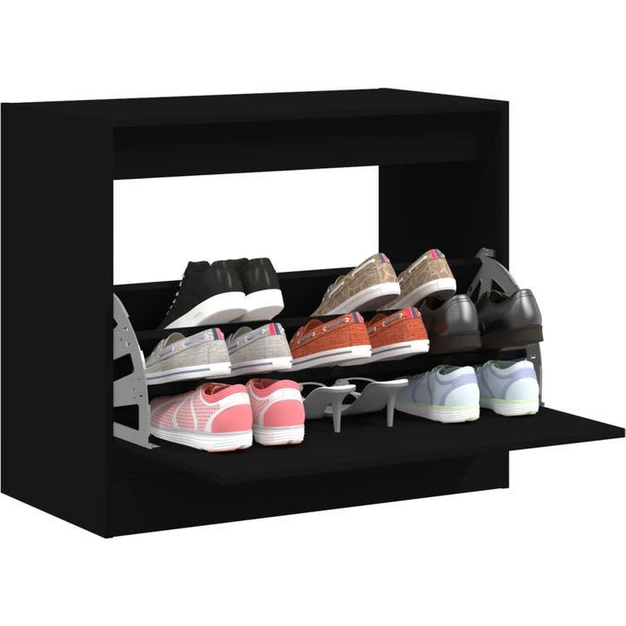 Zapatero negro 80x42x69 cm de madera contrachapada